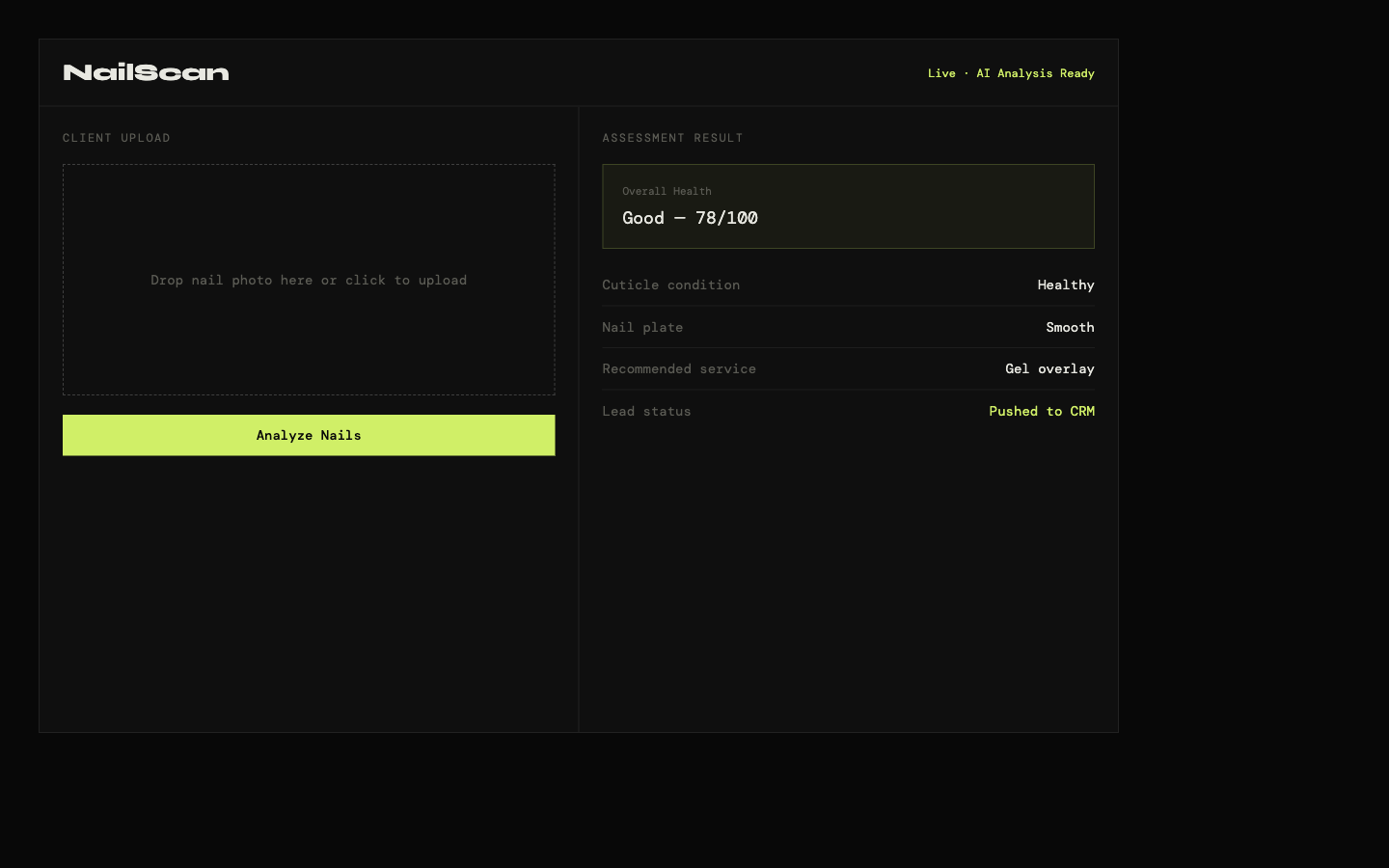 NailScan running at Based Aesthetics